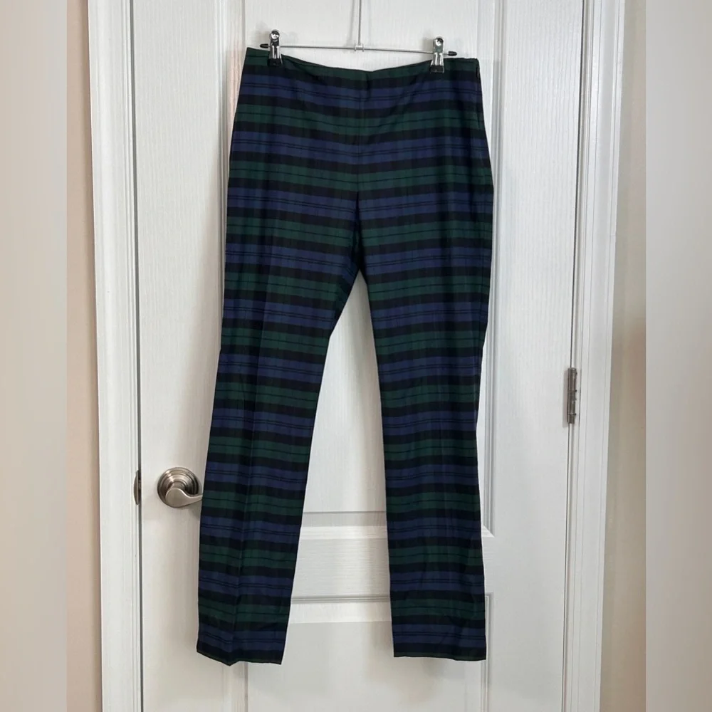 Talbots Ankle Stretch Plaid Trousers in Green and Blue 2